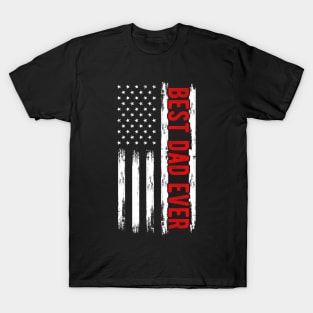 Best Dad Ever Retro American Flag Patriotic USA T-Shirt